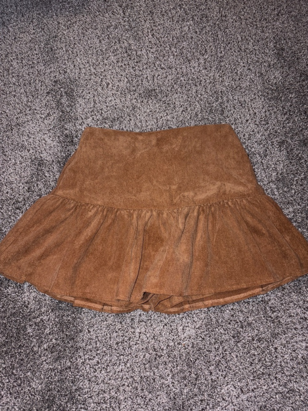 Brown Corduroy Ruffle Mini Skort